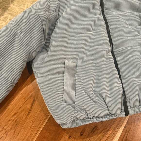 Wild Fable Corduroy Puffer Cropped Bomber Jacket with Zipper and Pockets Size L - Picture 7 of 14